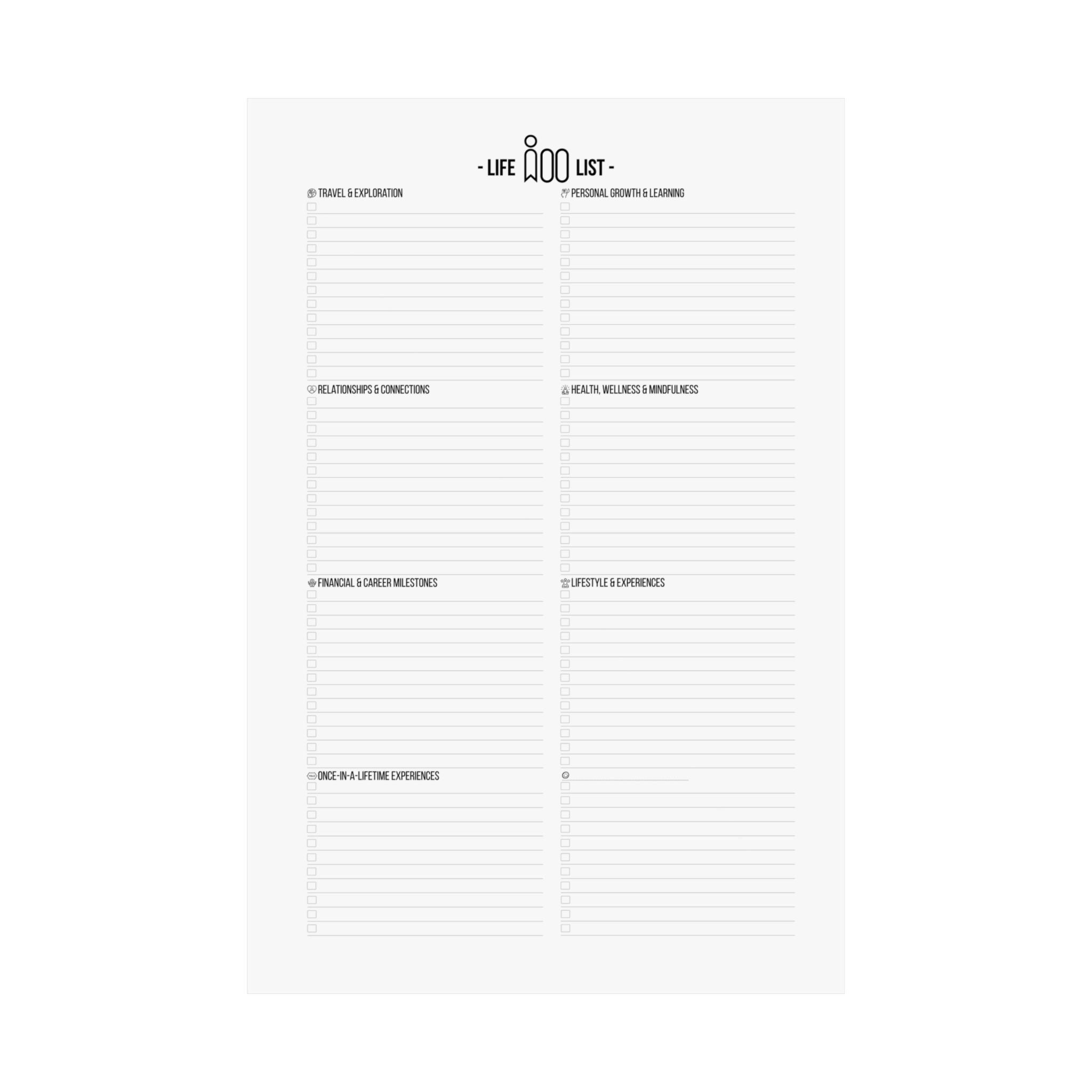 Life 100 List Matte Poster