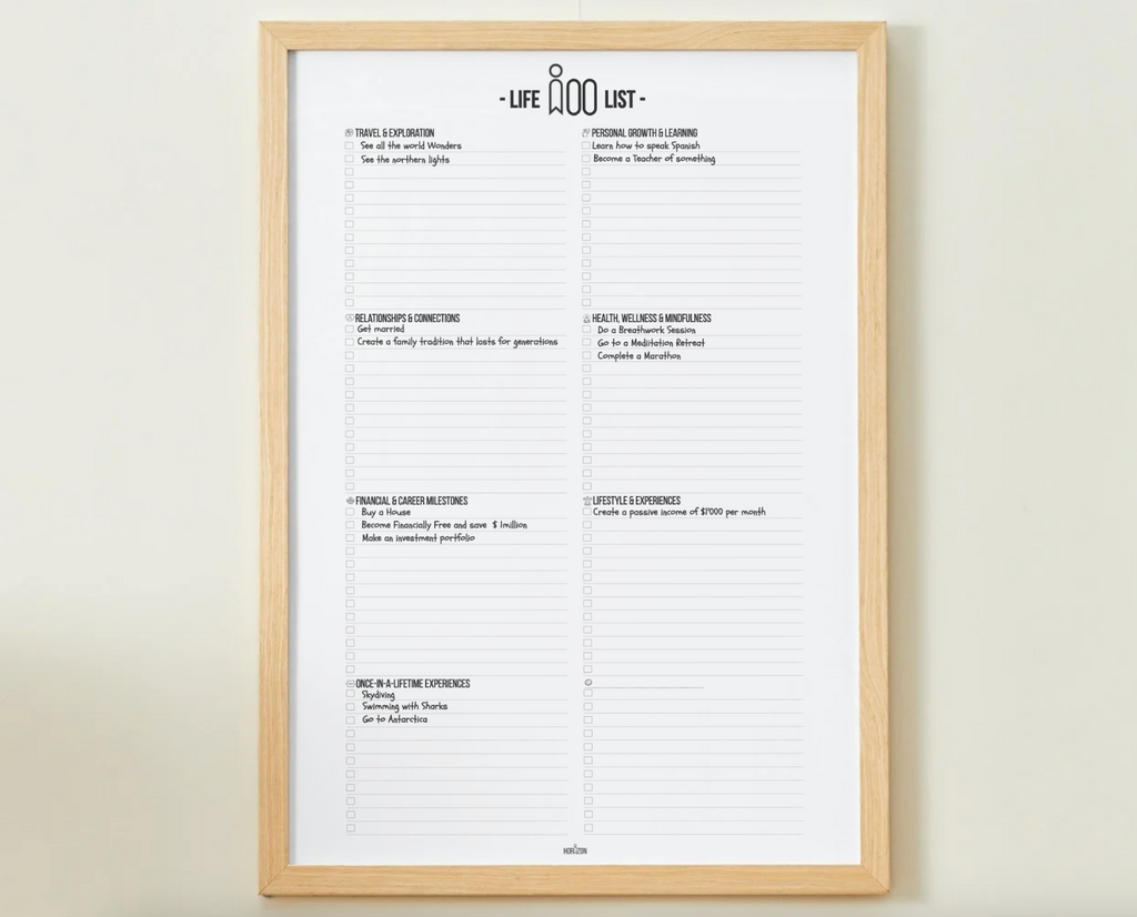 Life 100 Bucket List Poster